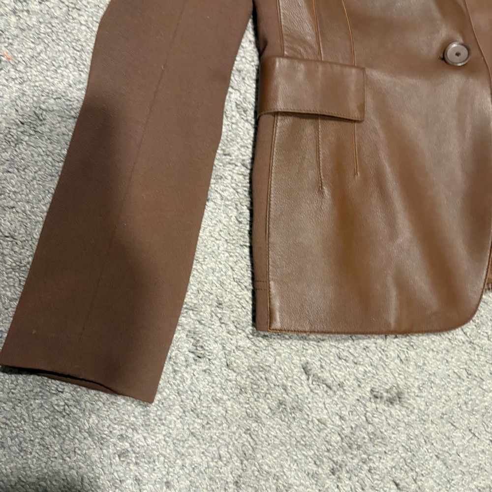 Akris Punto Mixed Media Lamb Nappa Leather Blazer Jacket Size US 8 - Picture 7 of 16